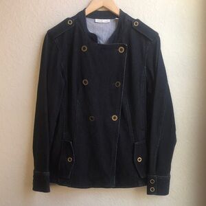 Coldwater Creek Denim Double-Breasted Military Style Jacket